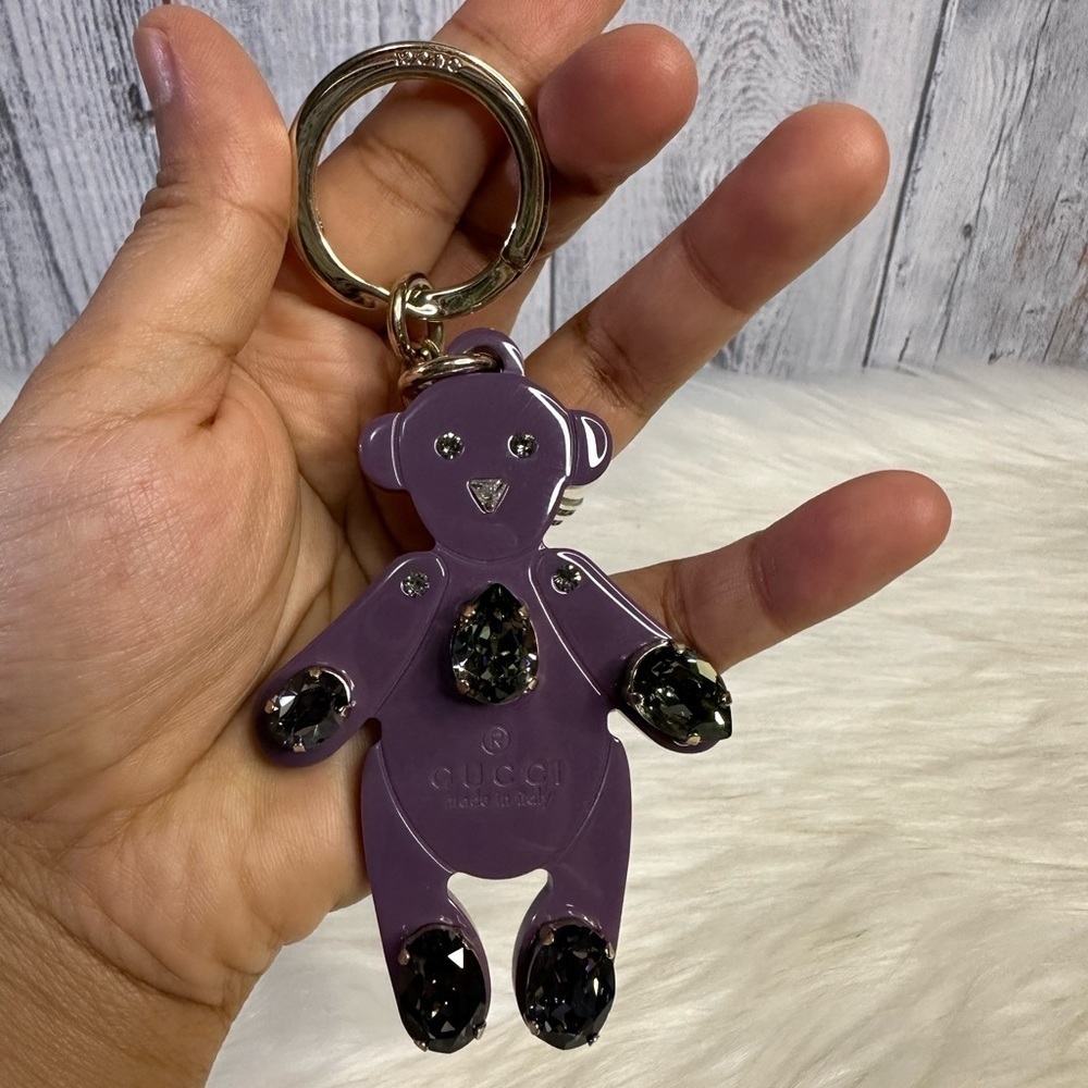 GUCCI plexi glass crystal teddy bear key chain